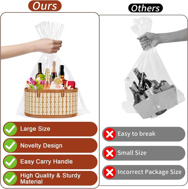 Dreamtop 3 Set Baskets for Gifts Empty, Woven Bamboo Gift Basket Empty Large with Handles, Sturdy Gift Basket Kit Empty to Fill for Christmas Birthday Baby Shower Wedding Gift - Image 3